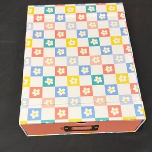B2C Floral Stackable Drawer  Checkered Storage Box 12.1 in x 9.13 in x 3.07 inch
